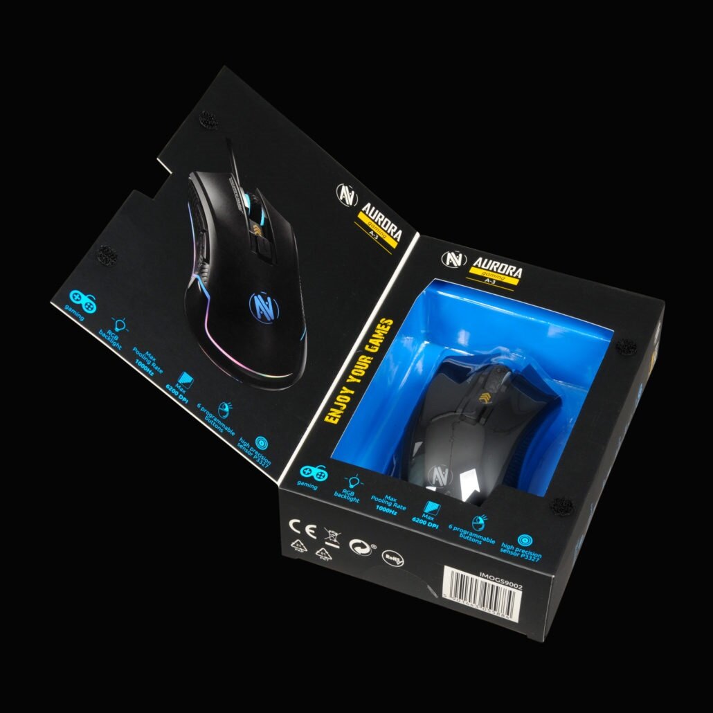 Mysz iBOX Aurora A-3 Gaming RGB w pudełku z otwartym wiekiem