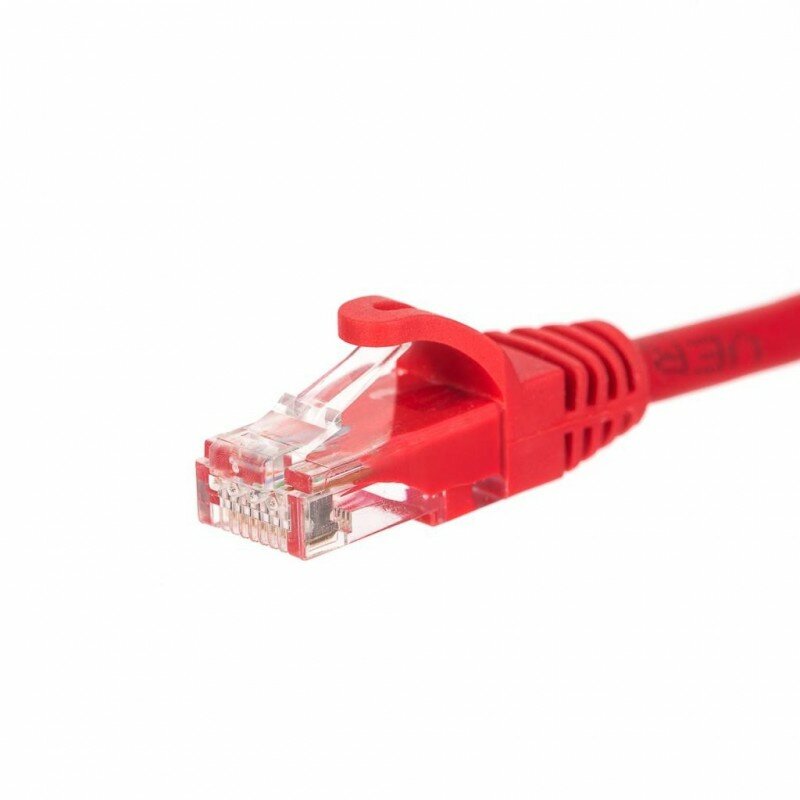 Kabel patchcord Netrack BZPAT10UR Kat. 5e UTP złącze kabla widoczne pod skosem