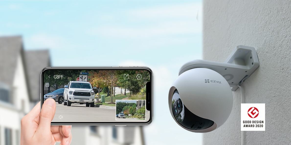 Kamera Ezviz C8PF Dual Lens 1080p podgląd obrazu z kamery na smartfonie
