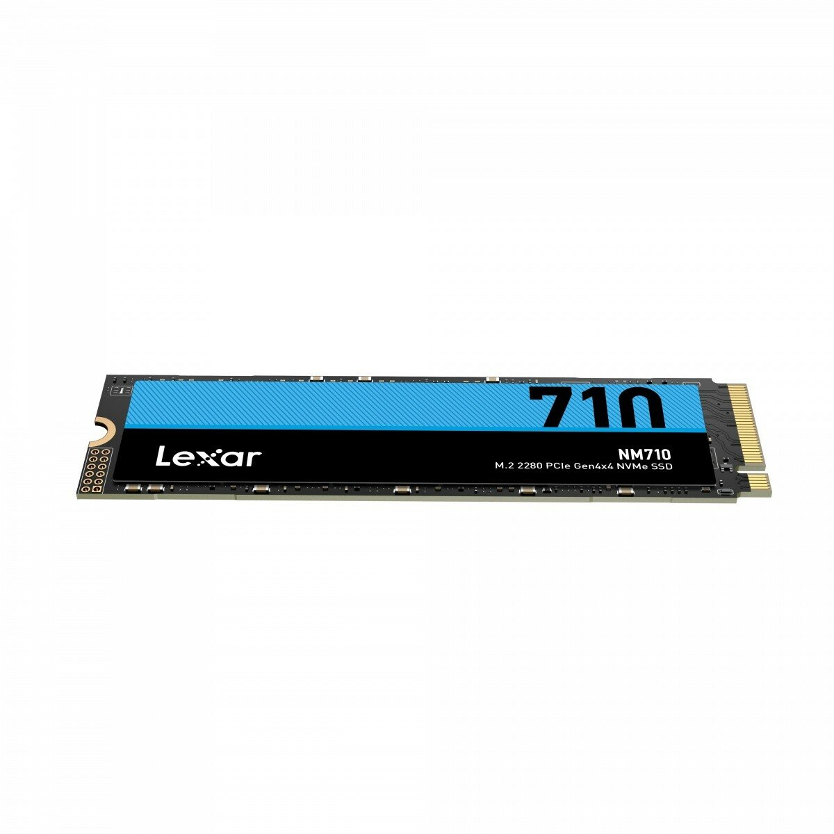 Dysk SSD Lexar NM710 500GB M.2 PCIe NVMe widok od przodu pod skosem w poziomie
