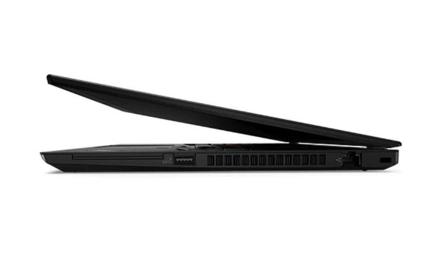 Laptop Lenovo ThinkPad T14 G4 i7-1355U czarny od lewego boku lekko otwarty