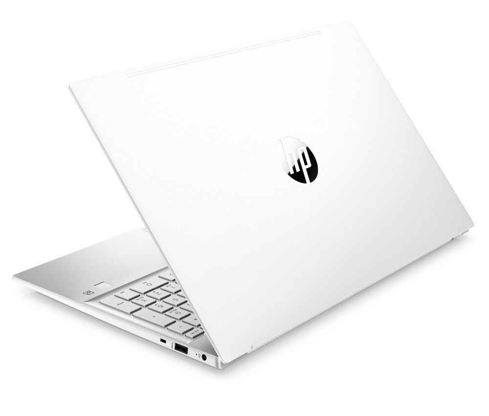 Laptop HP Pavilion 15-eg2222nw biały 15.6” widok pod skosem na tył