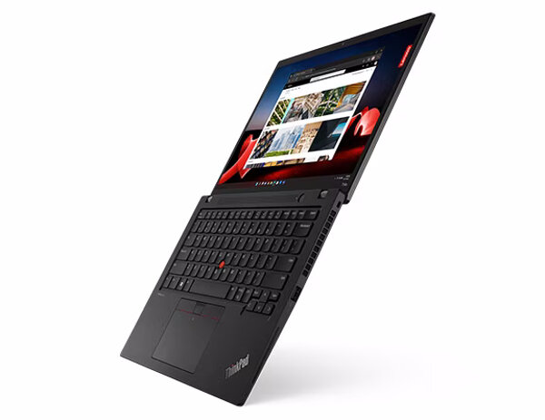 Laptop Lenovo ThinkPad T14s Gen 4 16/512GB grafika przedstawiająca laptop rozłożony na płasko włączony po skosie w lewo