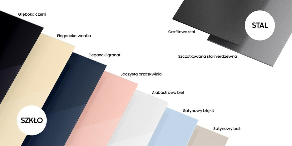 Panel wymienny Samsung Bespoke RA-B23EUT22GM głęboka czerń widok na opcje wyboru materiałów i kolorów