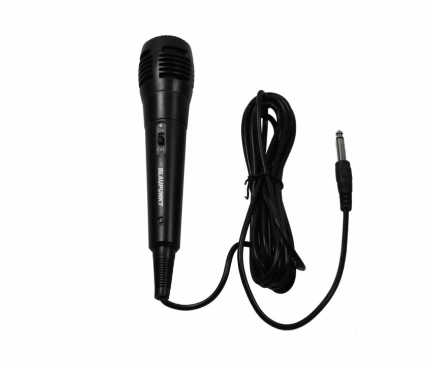 Power audio Blaupunkt PA12 karaoke pokazany mikrofon dołączony do zestawu